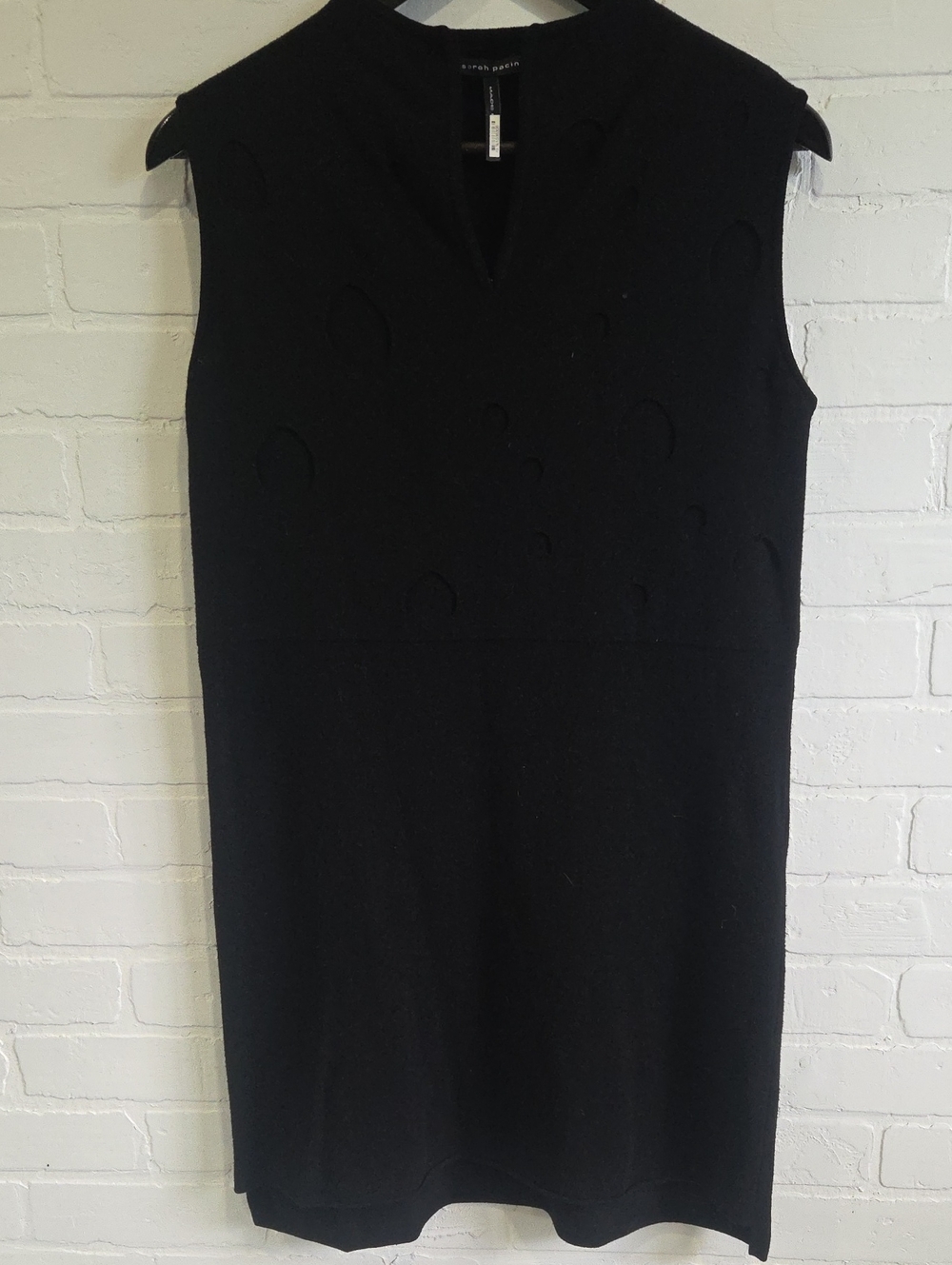Sarah Pacini Black Sleeveless Mini Dress with Subtle Cutouts